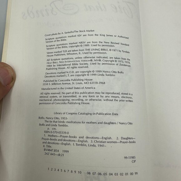 The Tie That Binds By Nancy Otto Boffo 1999 Meditations For Mothers & Daughters - Picture 3 of 3